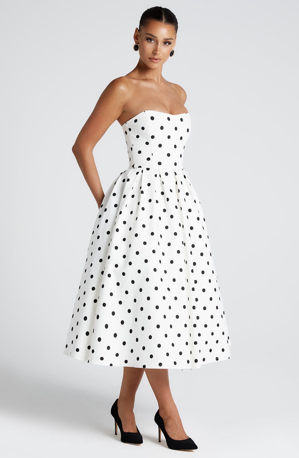 Edith Polka Dot Midi Dress Black 5