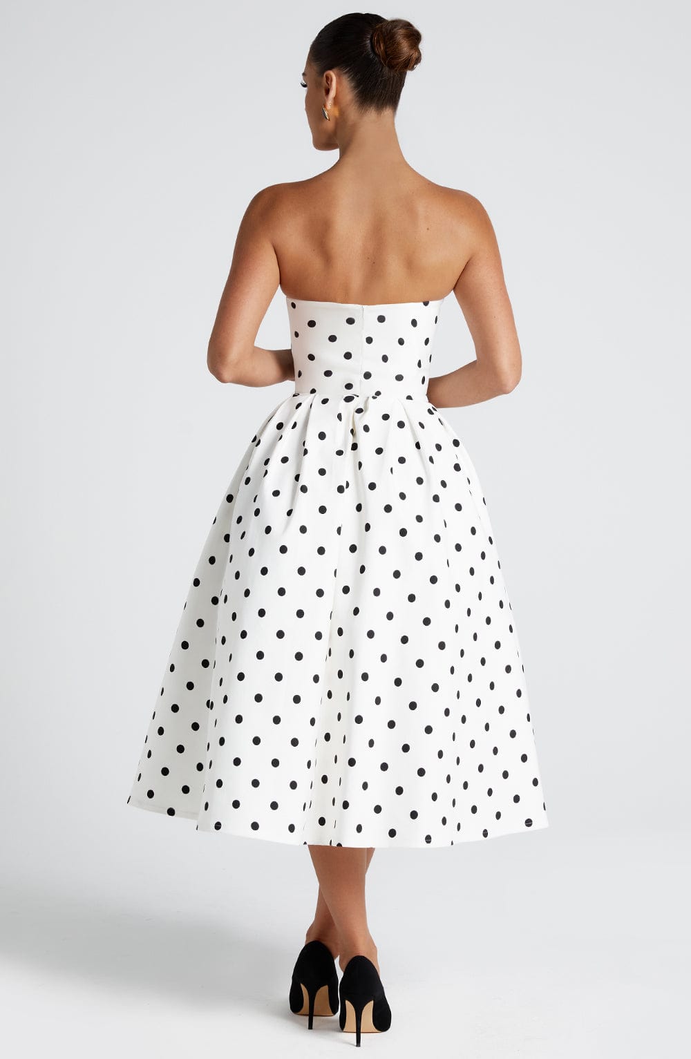 Edith Polka Dot Midi Dress Black 4