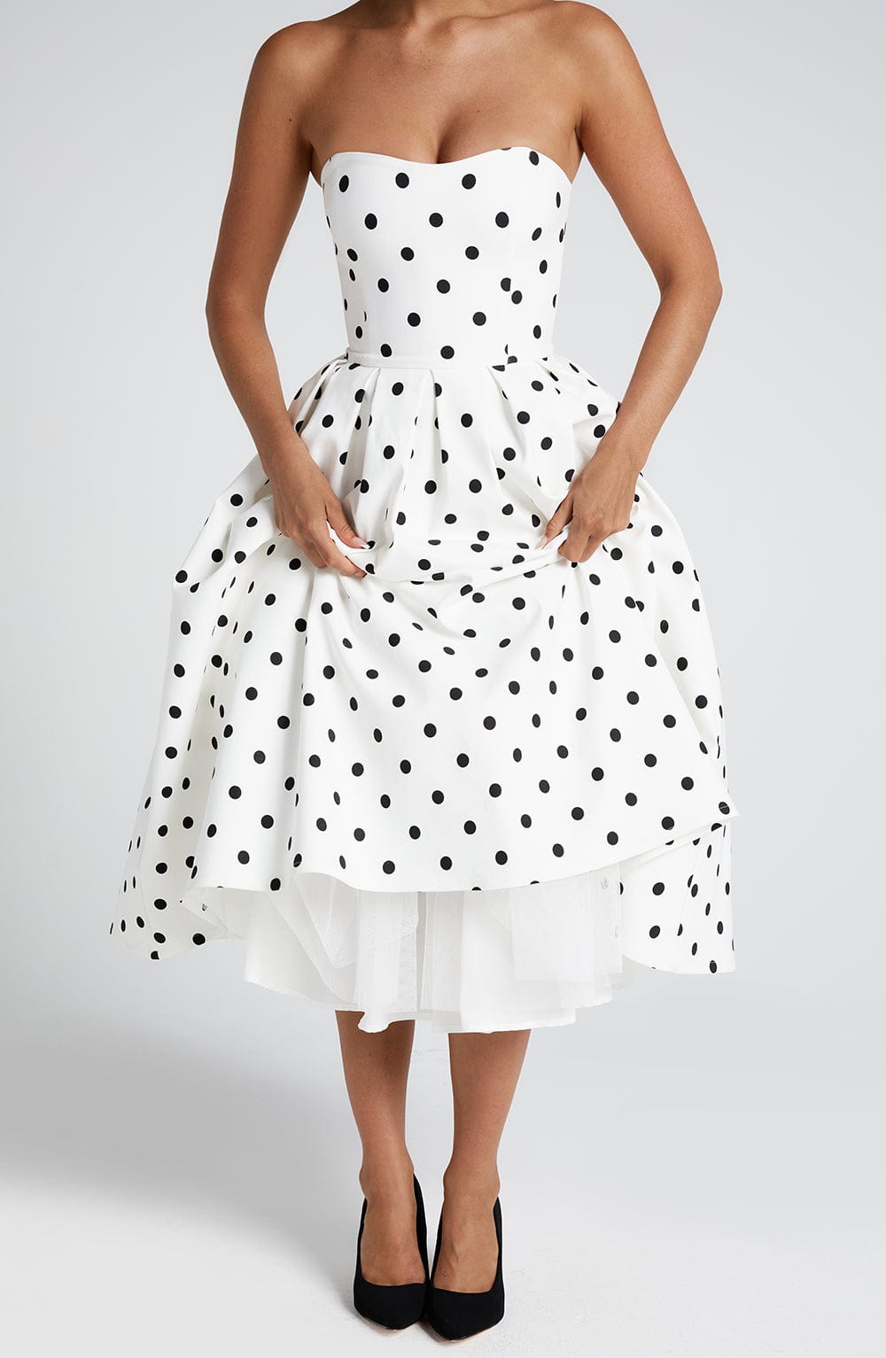 Edith Polka Dot Midi Dress Black 3