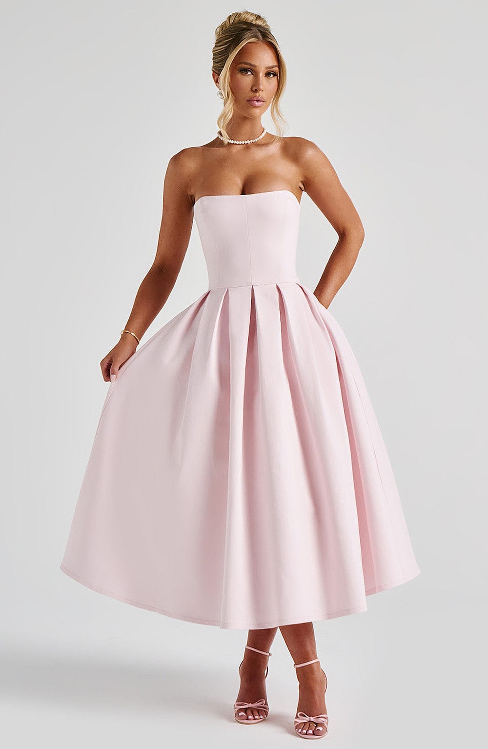 Edith Polka Dot Midi Dress Blush 4