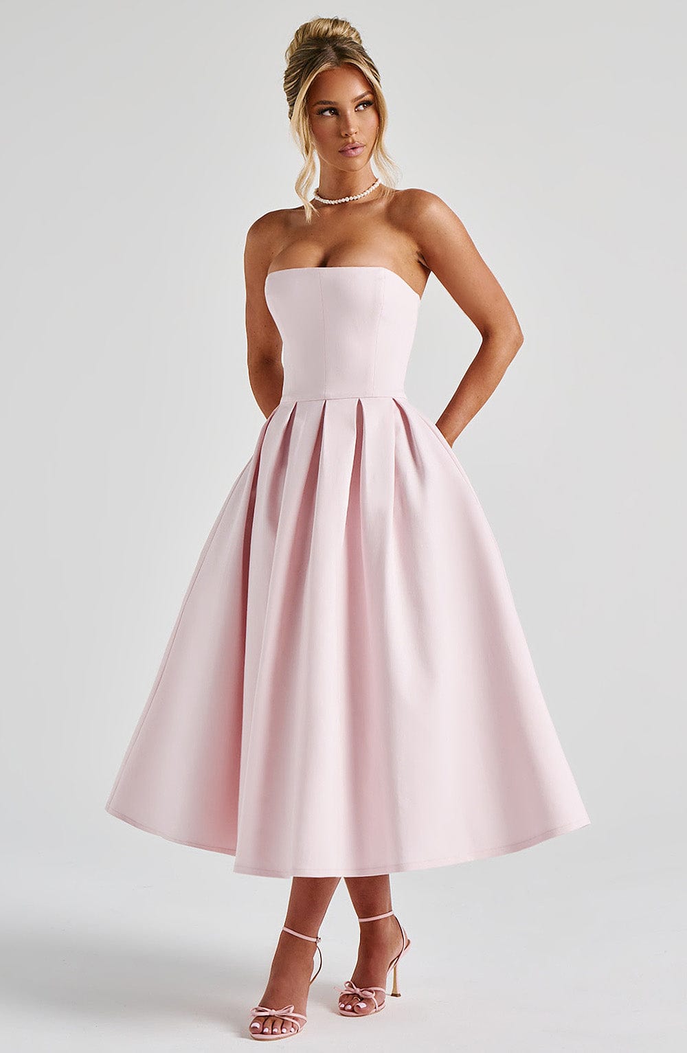 Edith Polka Dot Midi Dress Blush 7