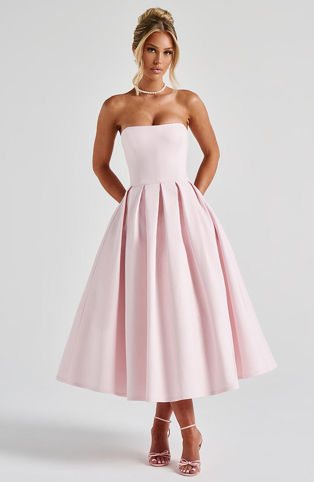 Edith Polka Dot Midi Dress Blush 6
