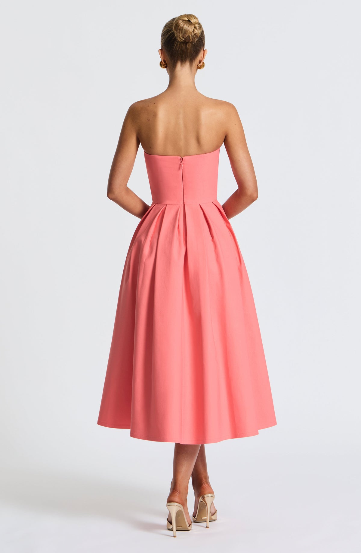 Edith Polka Dot Midi Dress Coral Pink 5