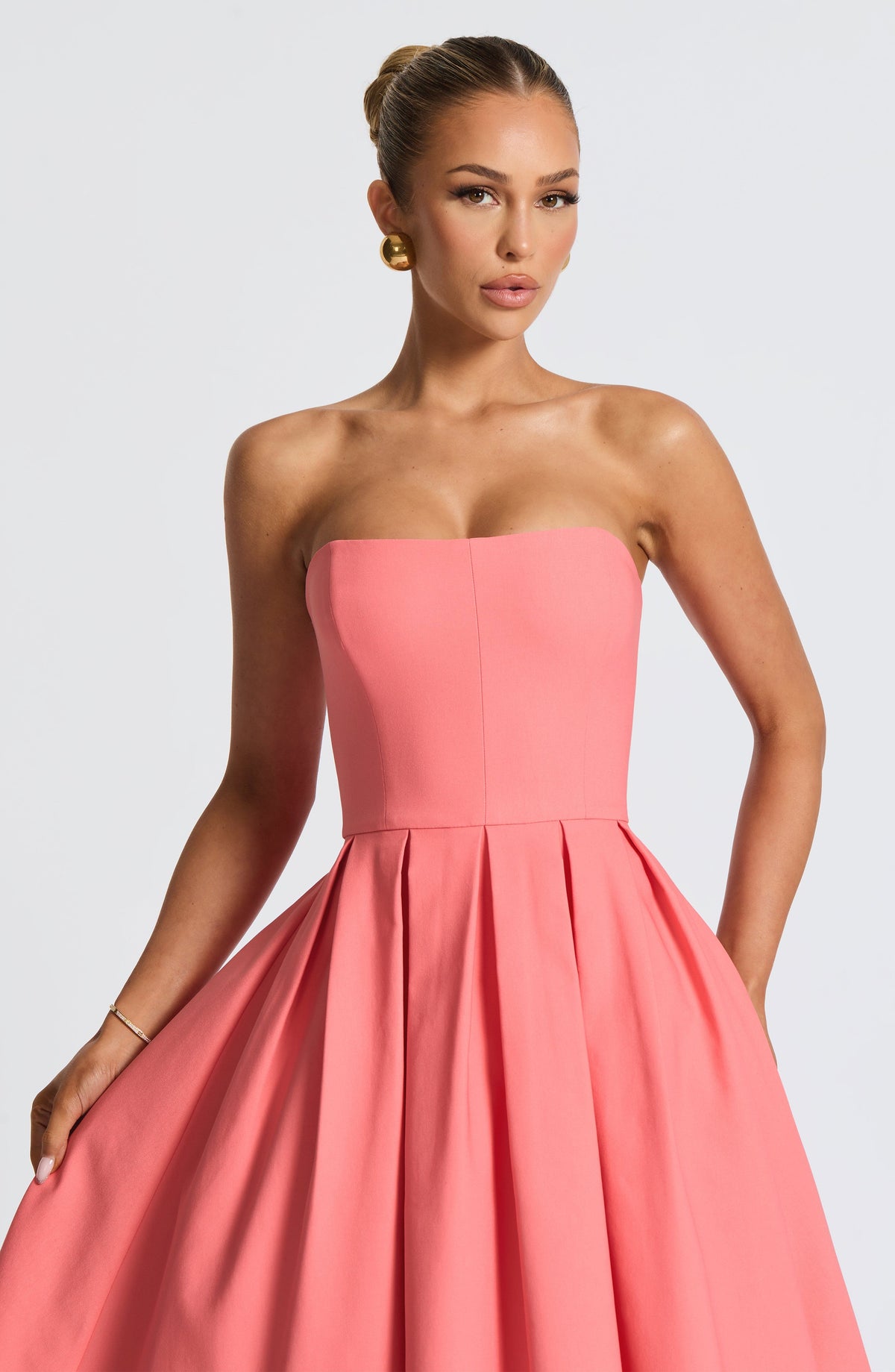 Edith Polka Dot Midi Dress Coral Pink 6