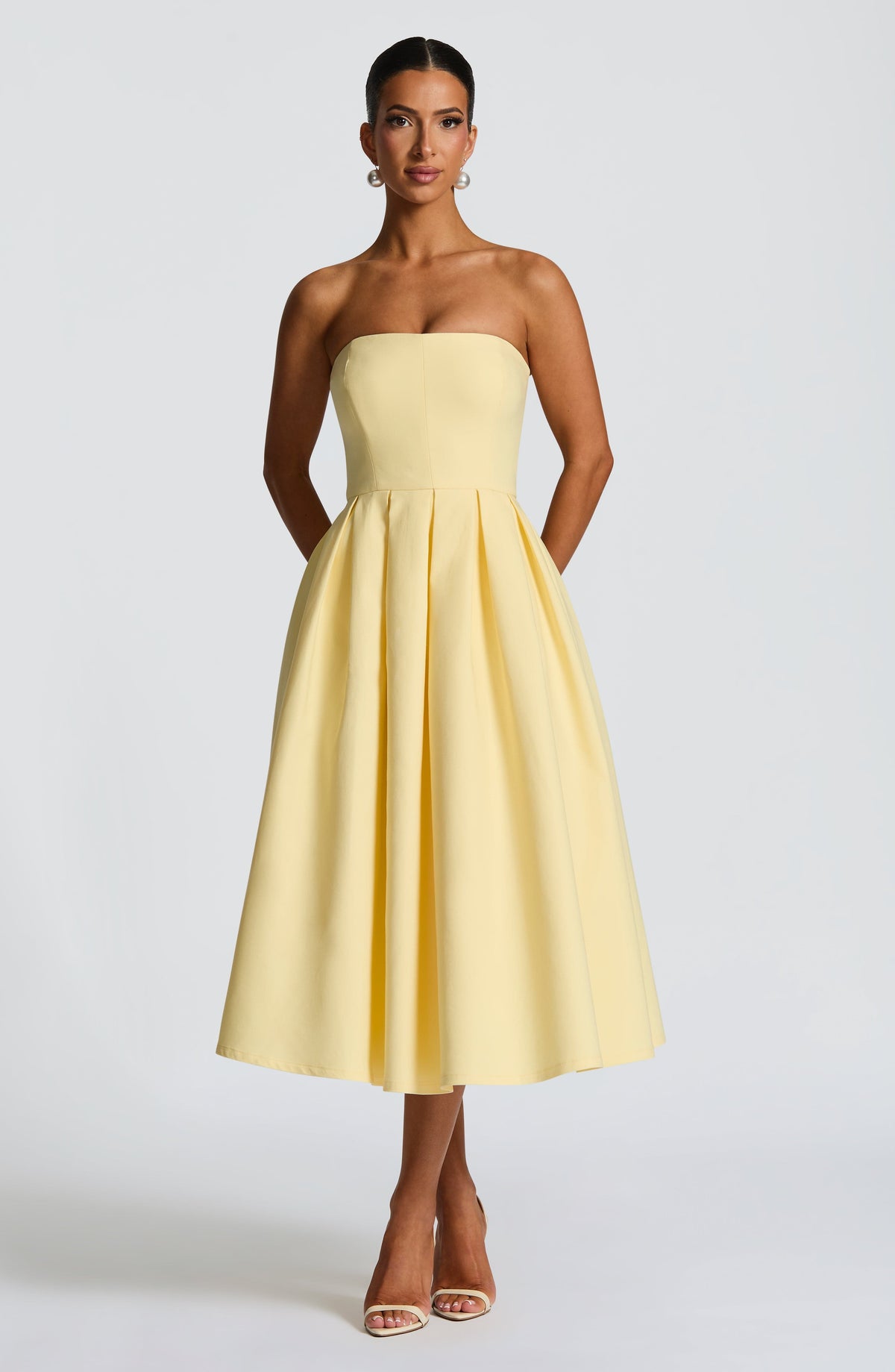 Edith Polka Dot Midi Dress Lemon 5