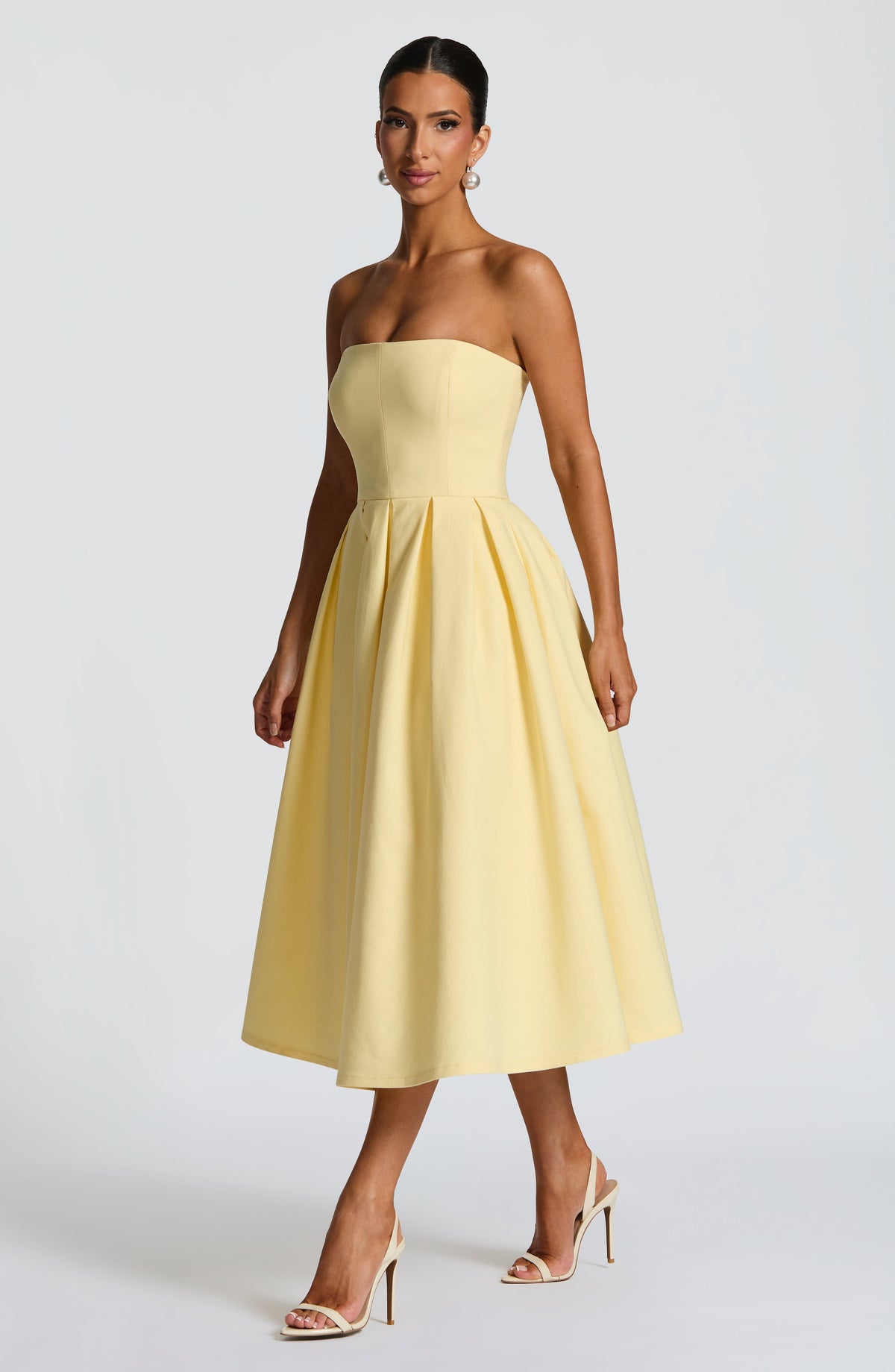 Edith Polka Dot Midi Dress Lemon 2