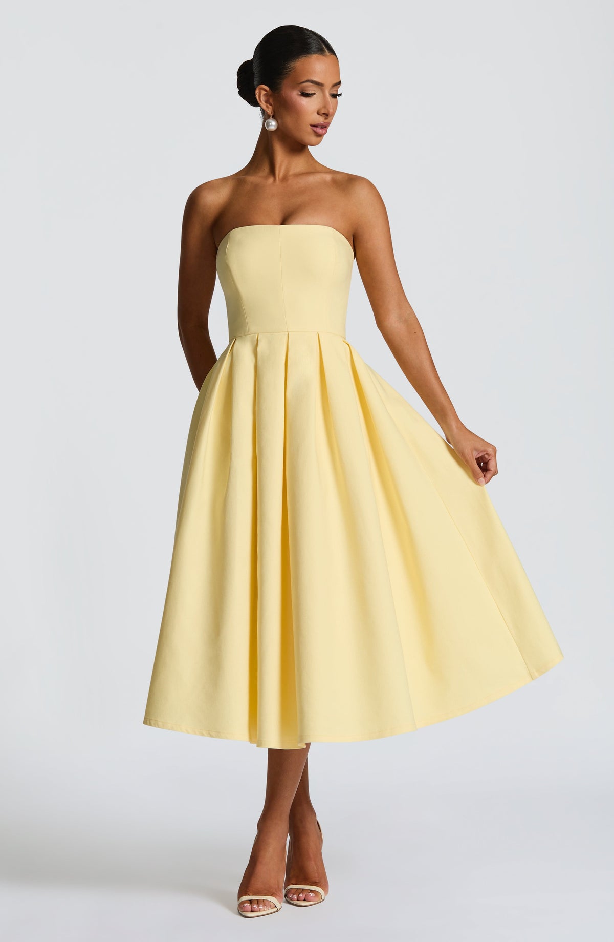 Edith Polka Dot Midi Dress Lemon 1