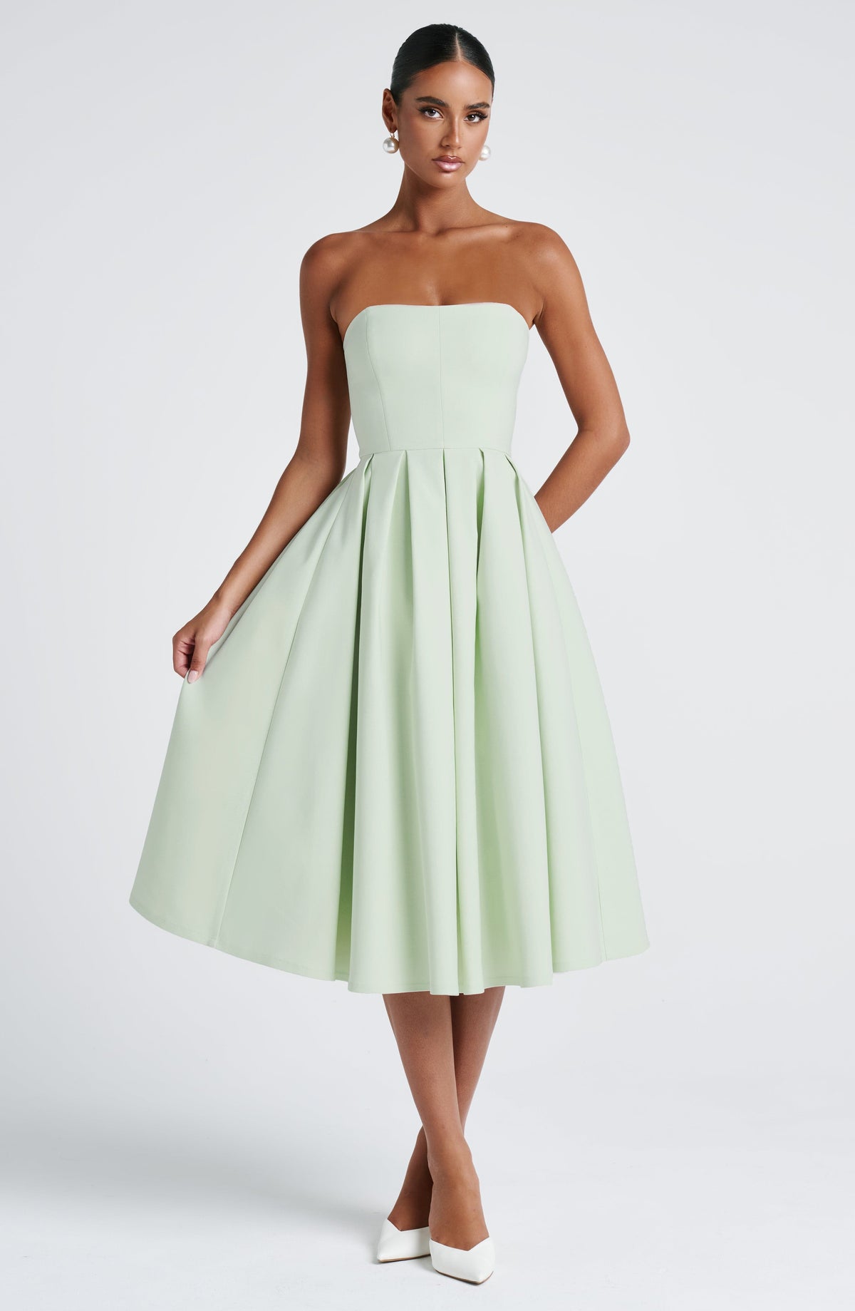 Edith Polka Dot Midi Dress Mint 7