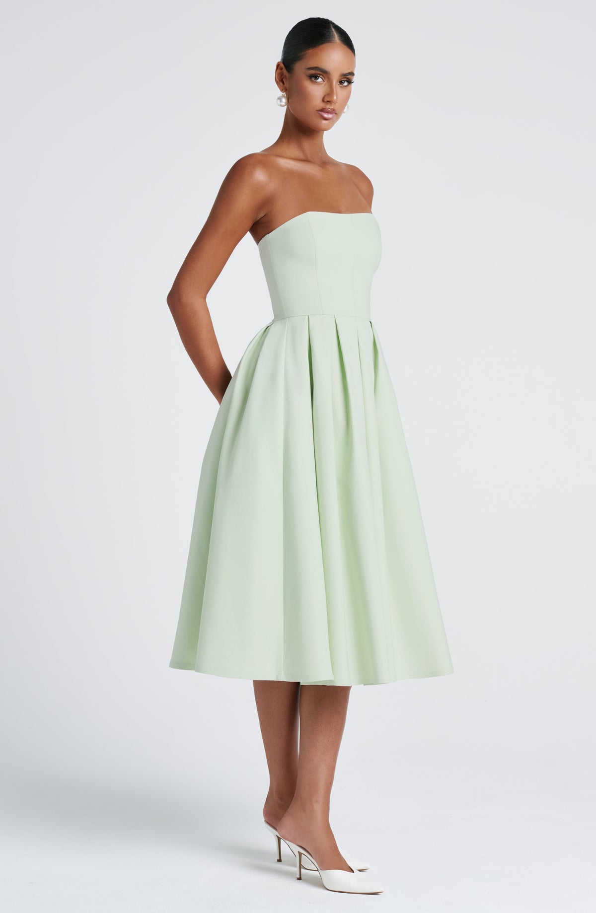 Edith Polka Dot Midi Dress Mint 6