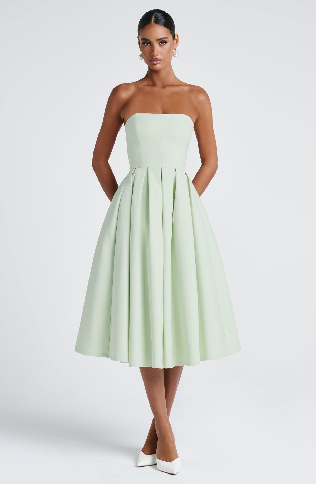 Edith Polka Dot Midi Dress Mint 8