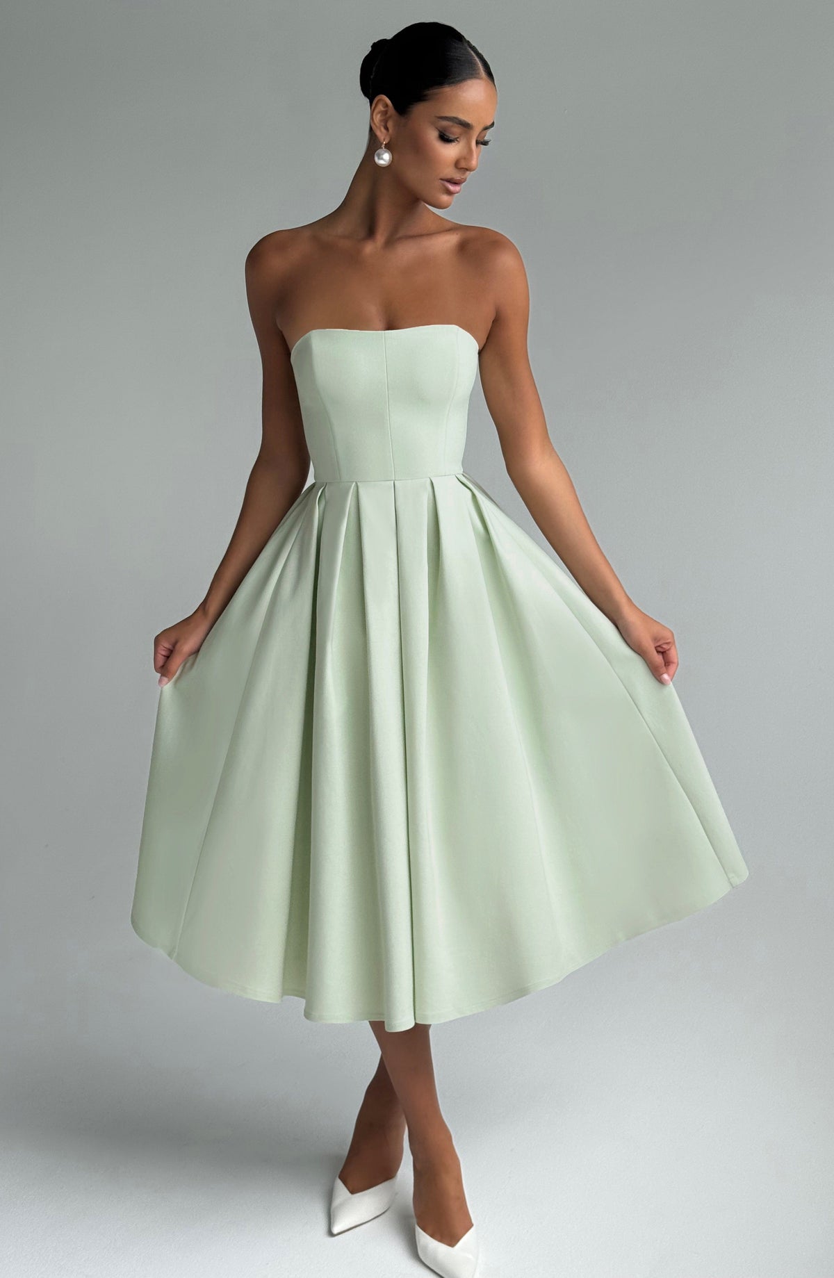 Edith Polka Dot Midi Dress Mint 1