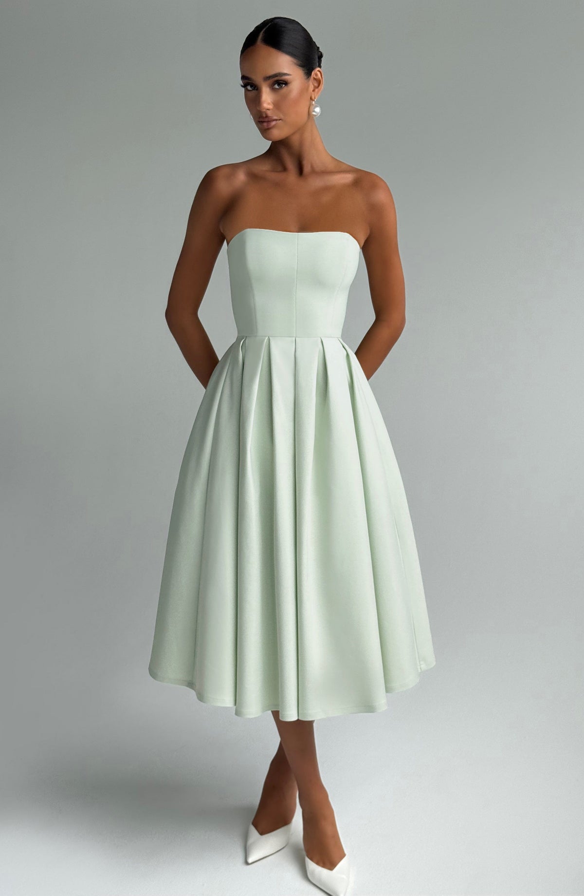 Edith Polka Dot Midi Dress Mint 2