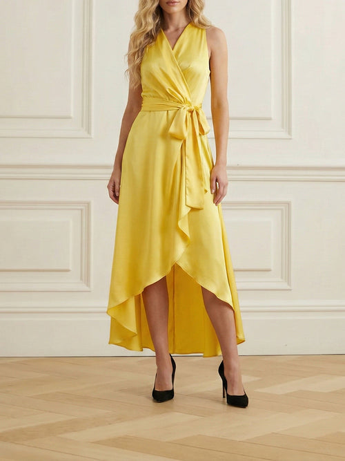 Valentina High-Low Ruffle Maxi Dress BEIGE 1