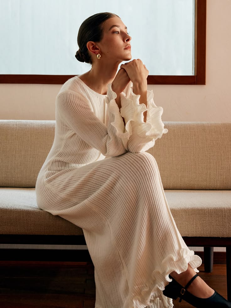 Celeste Knit Dress with Sheer Piping Multi 1