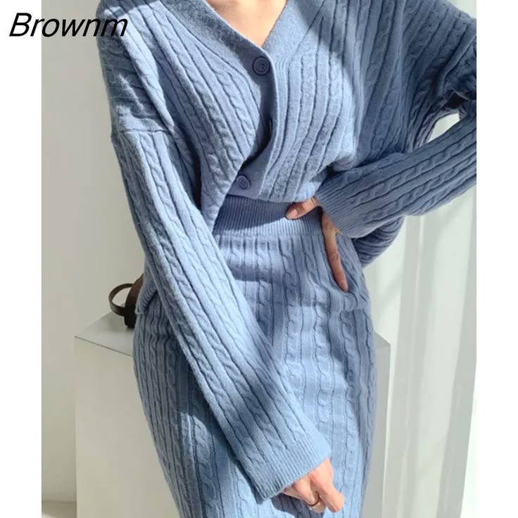 Margot Two-Piece Knit Suit Blue 1