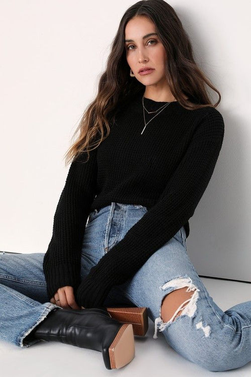 Campfire Cropped Sweater Black 1