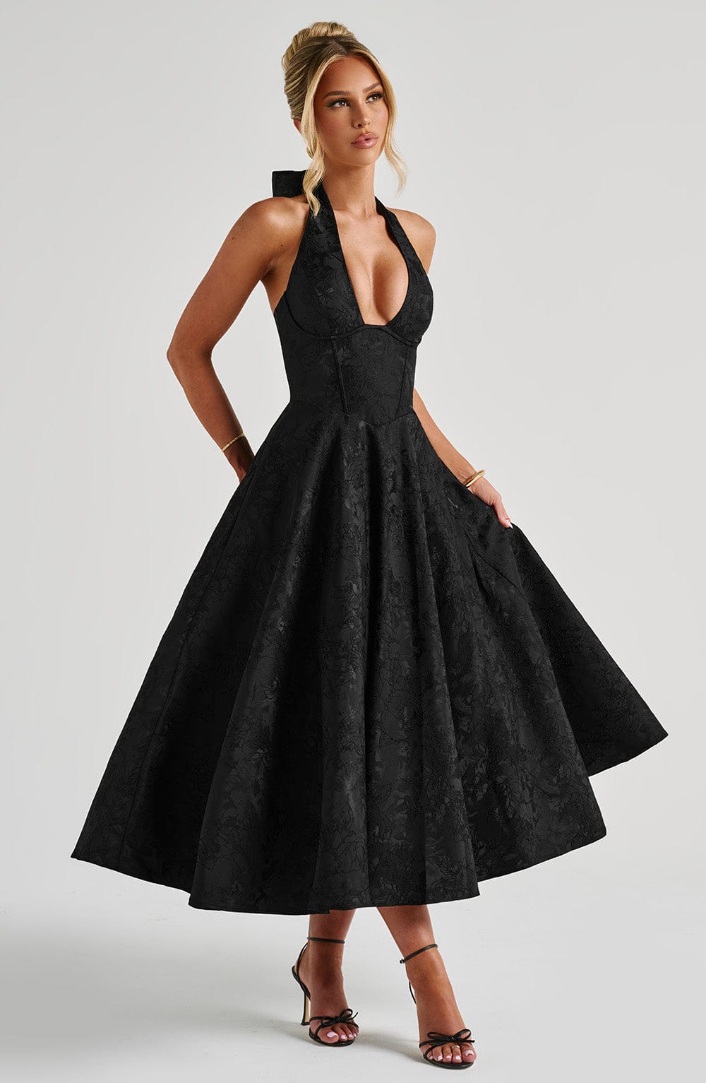 Effie Satin Midi Dress Black 4