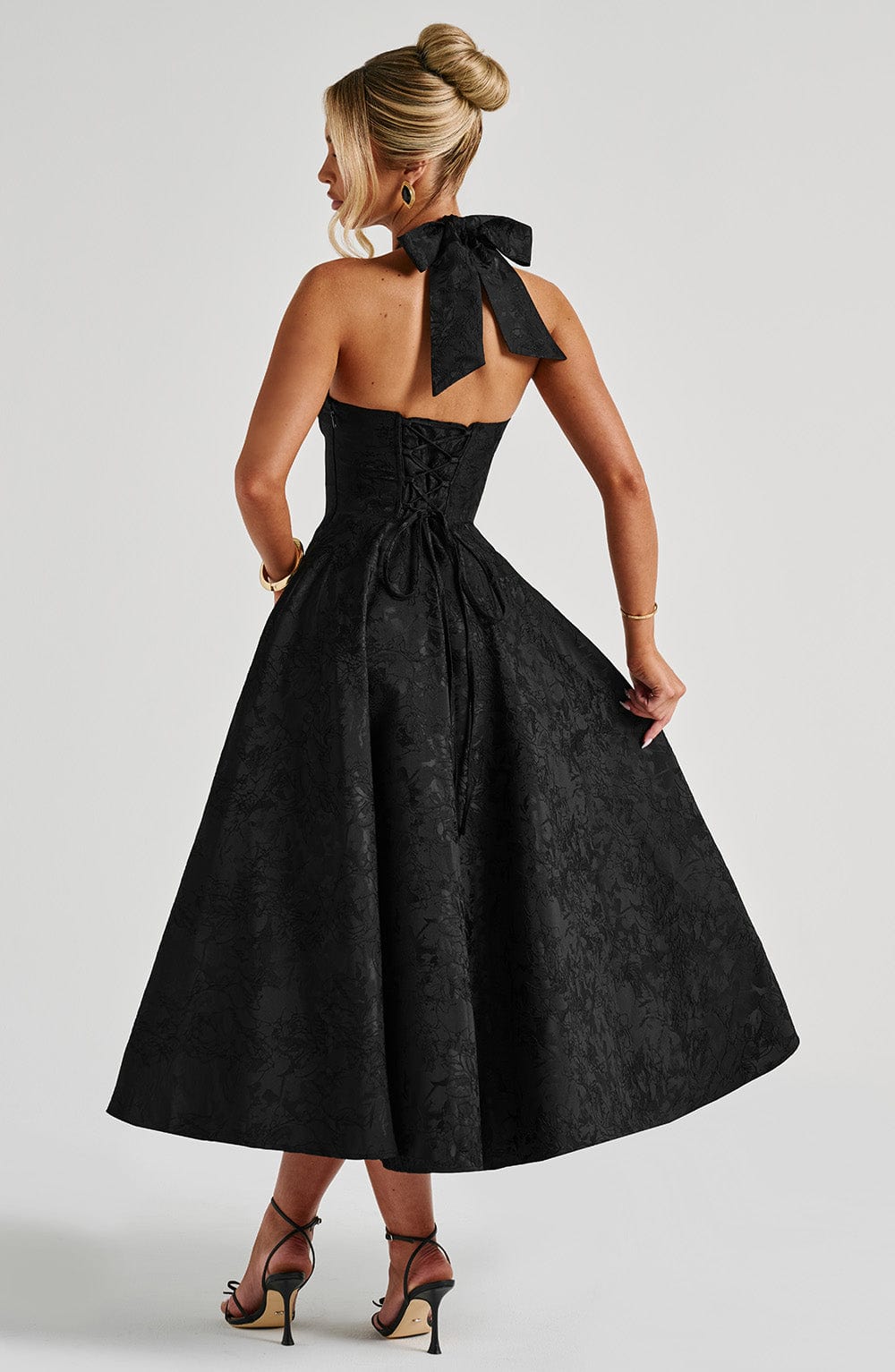 Effie Satin Midi Dress Black 7