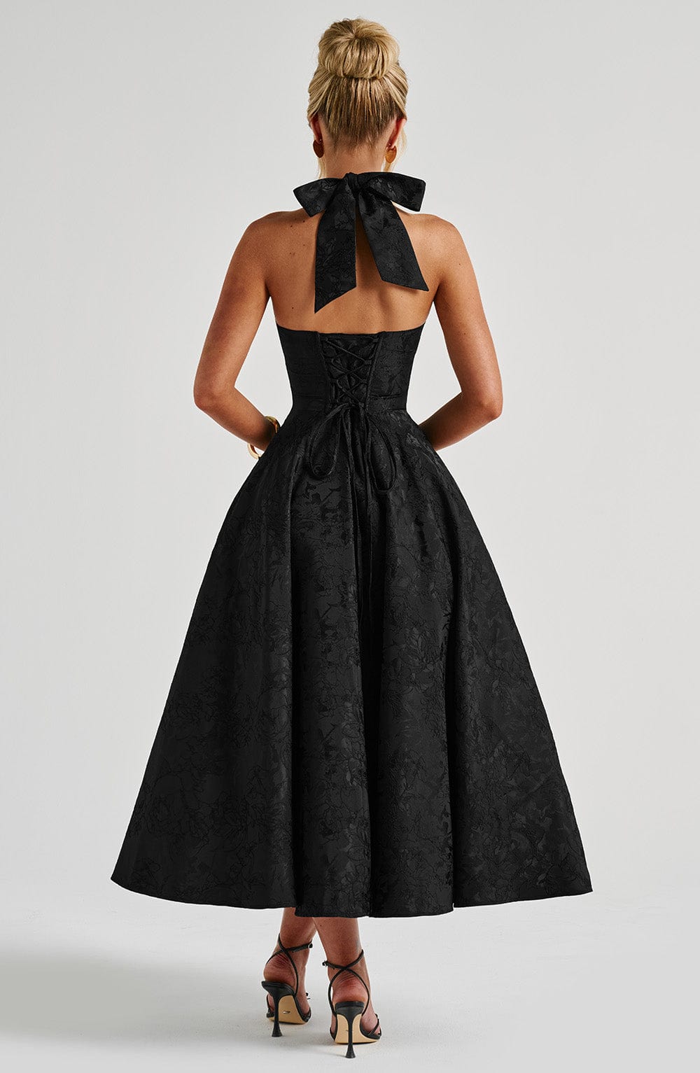 Effie Satin Midi Dress Black 3