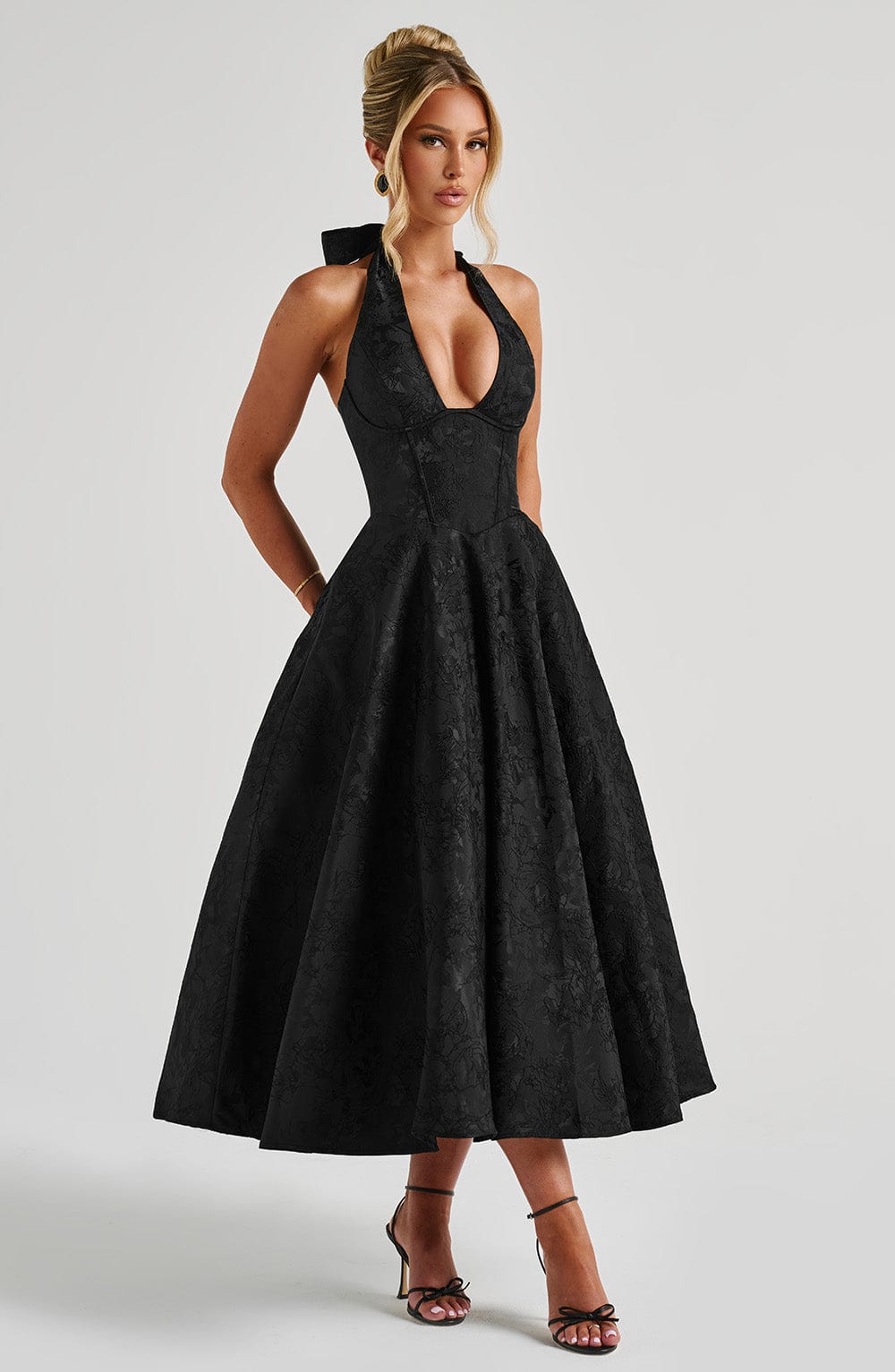 Effie Satin Midi Dress Black 8