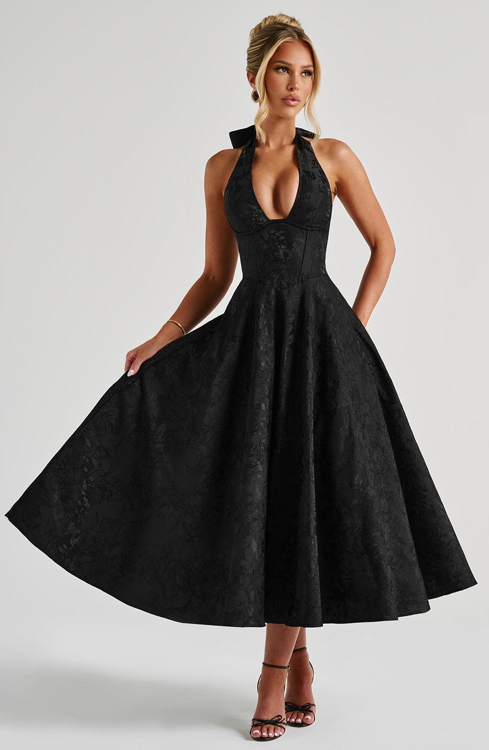 Effie Satin Midi Dress Black 2