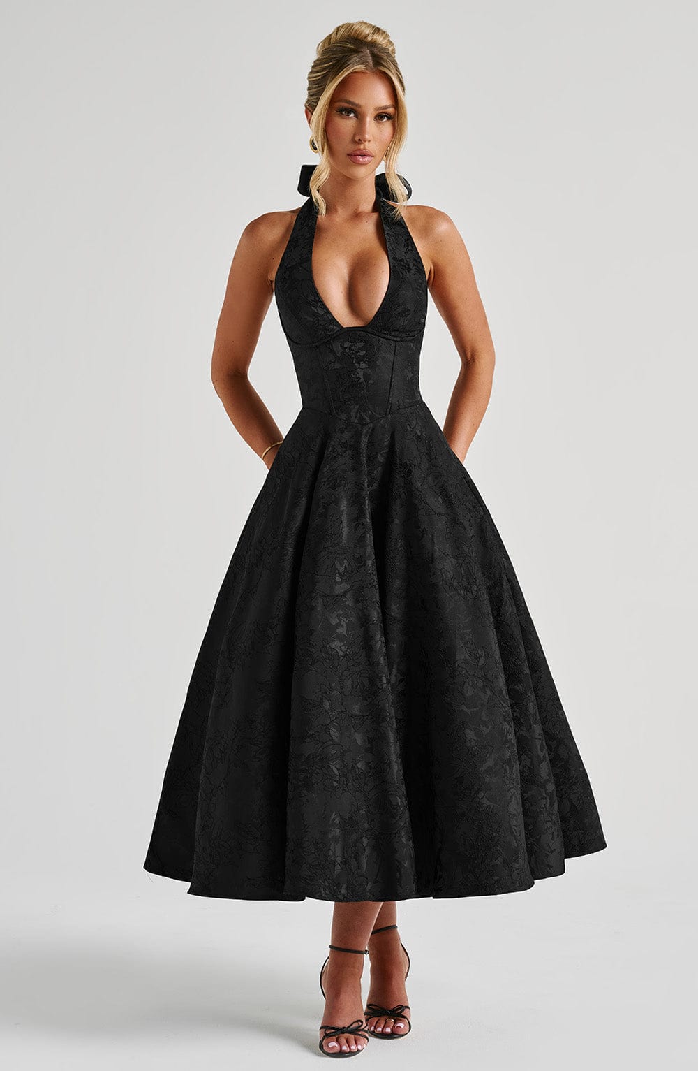 Effie Satin Midi Dress Black 6