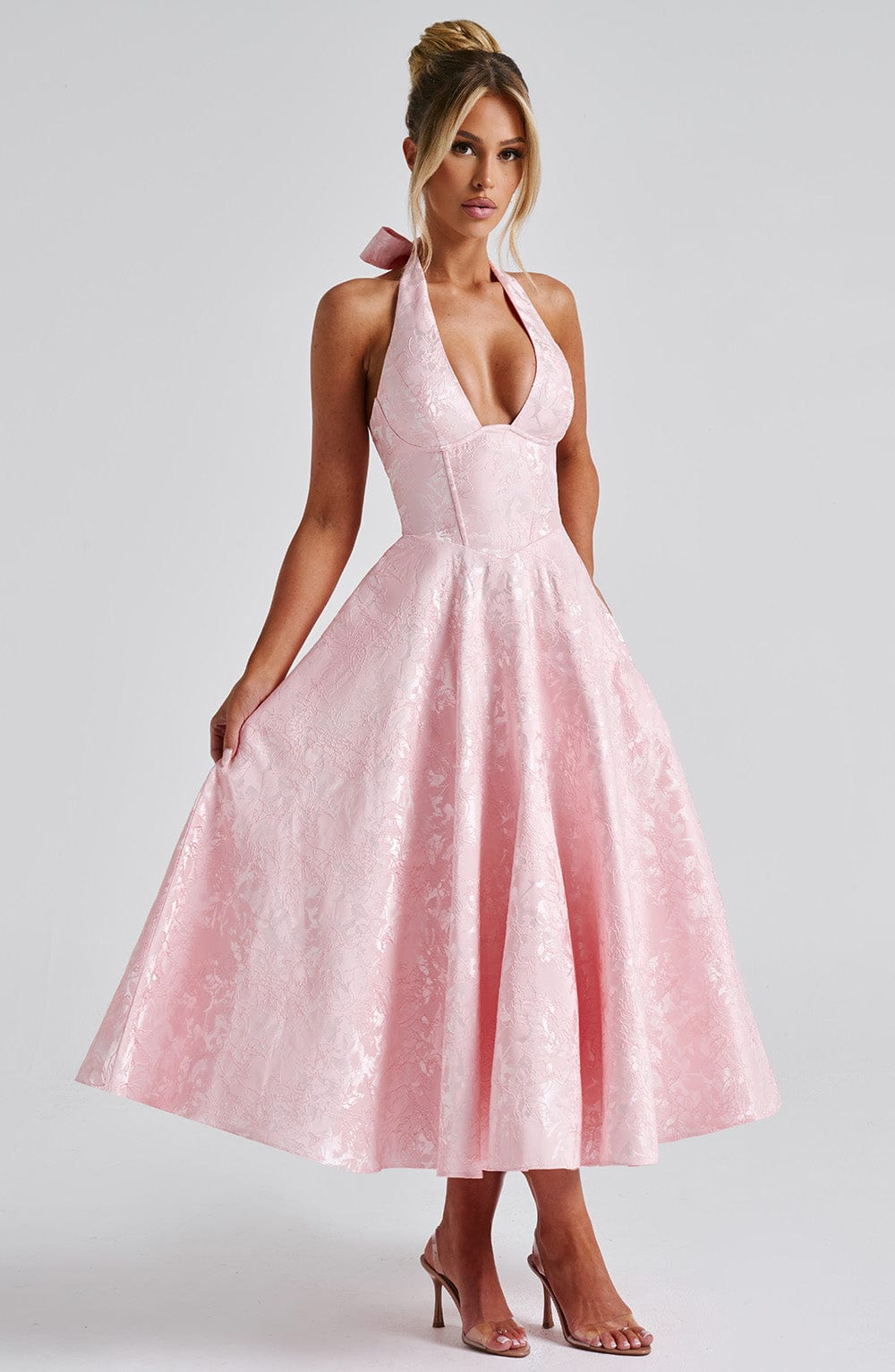 Effie Satin Midi Dress Blush 6
