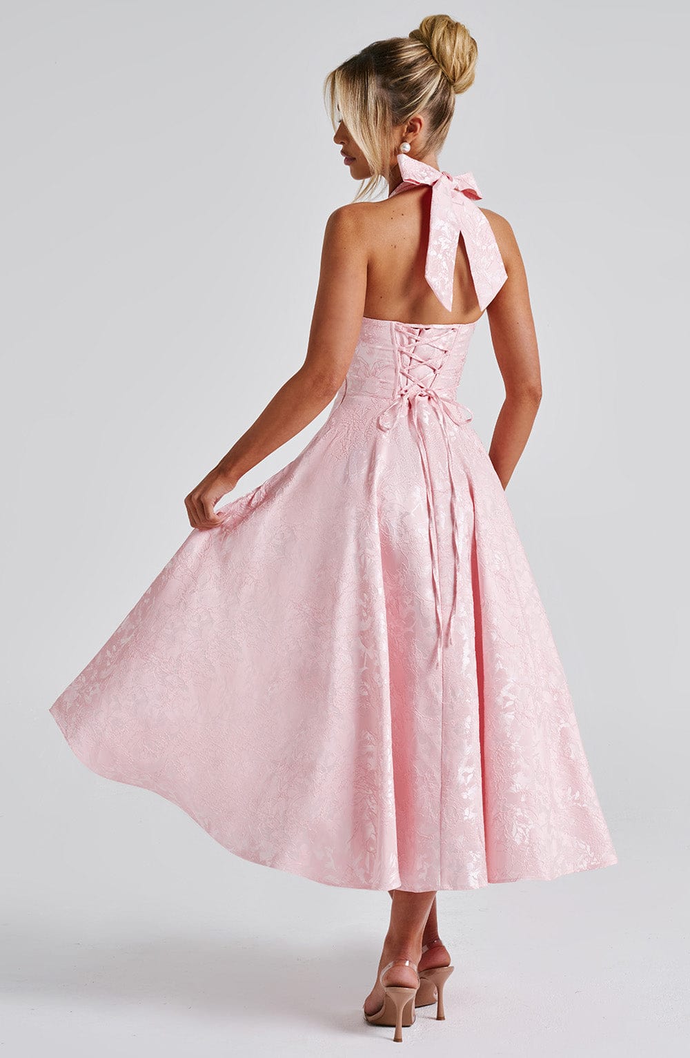 Effie Satin Midi Dress Blush 4