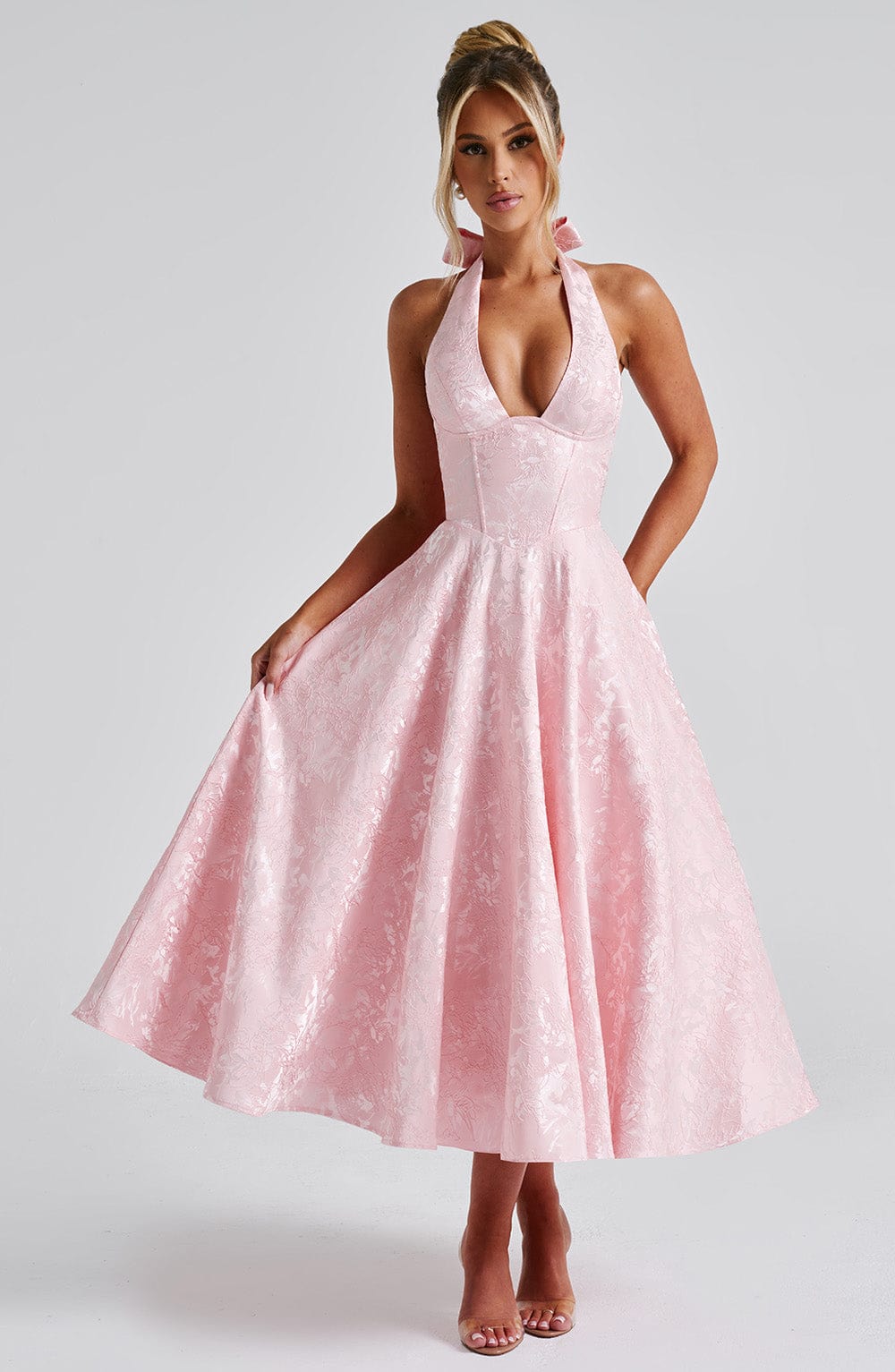 Effie Satin Midi Dress Blush 10