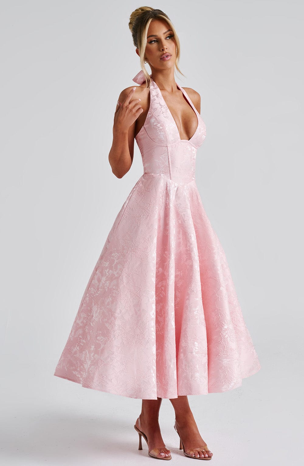 Effie Satin Midi Dress Blush 9