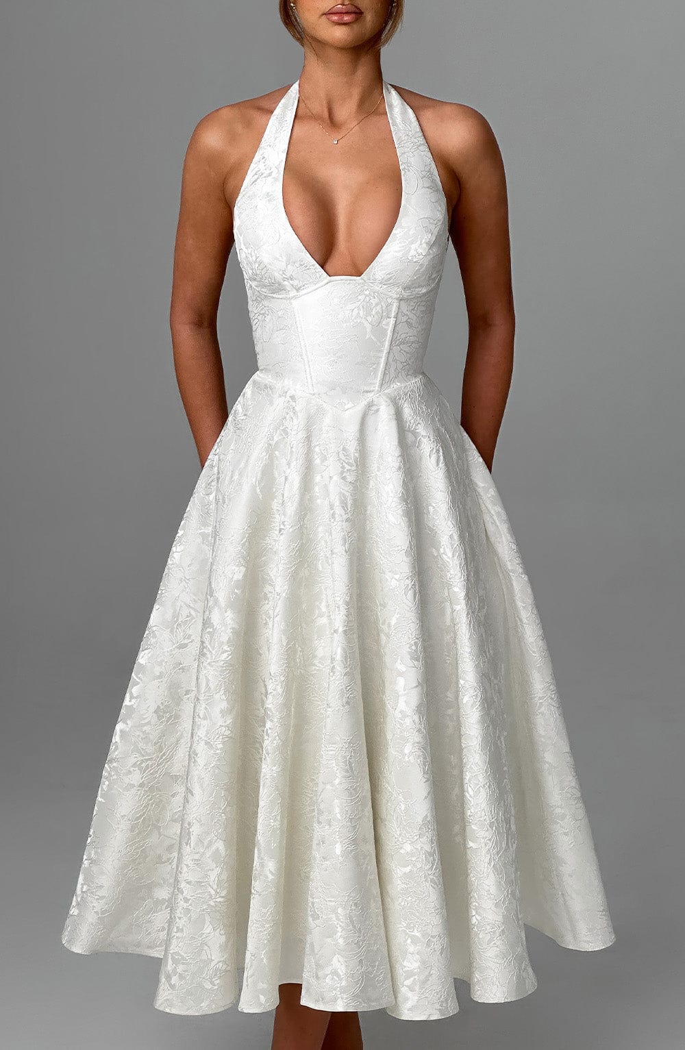 Effie Satin Midi Dress Ivory 7