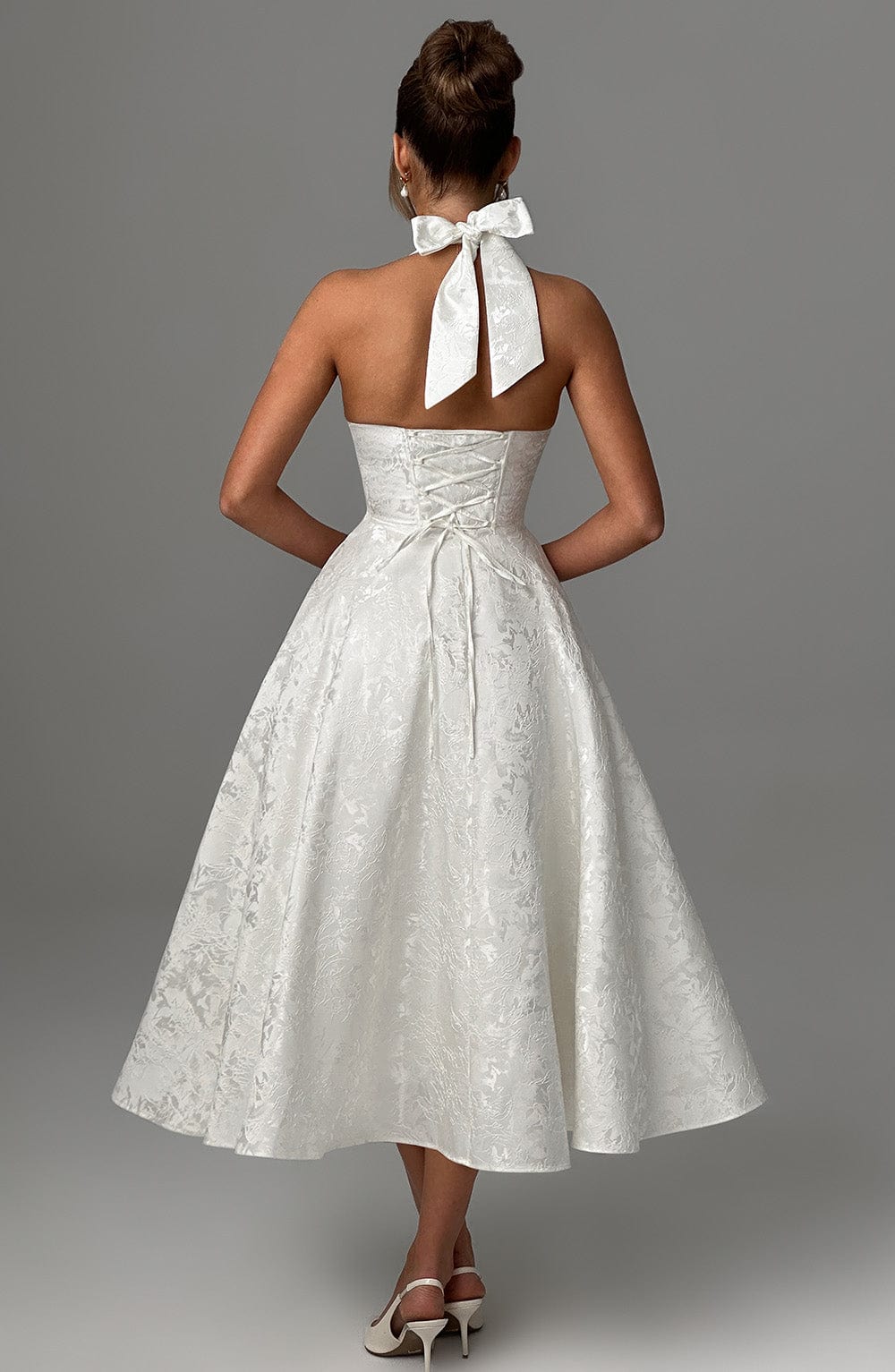 Effie Satin Midi Dress Ivory 5