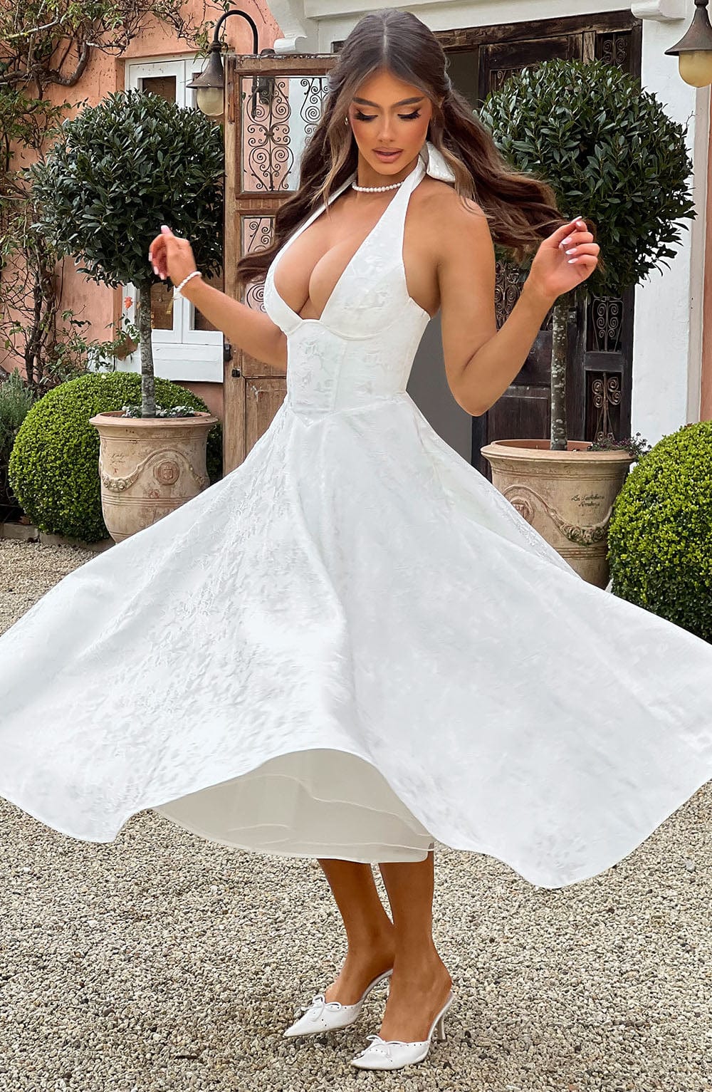 Effie Satin Midi Dress Ivory 6