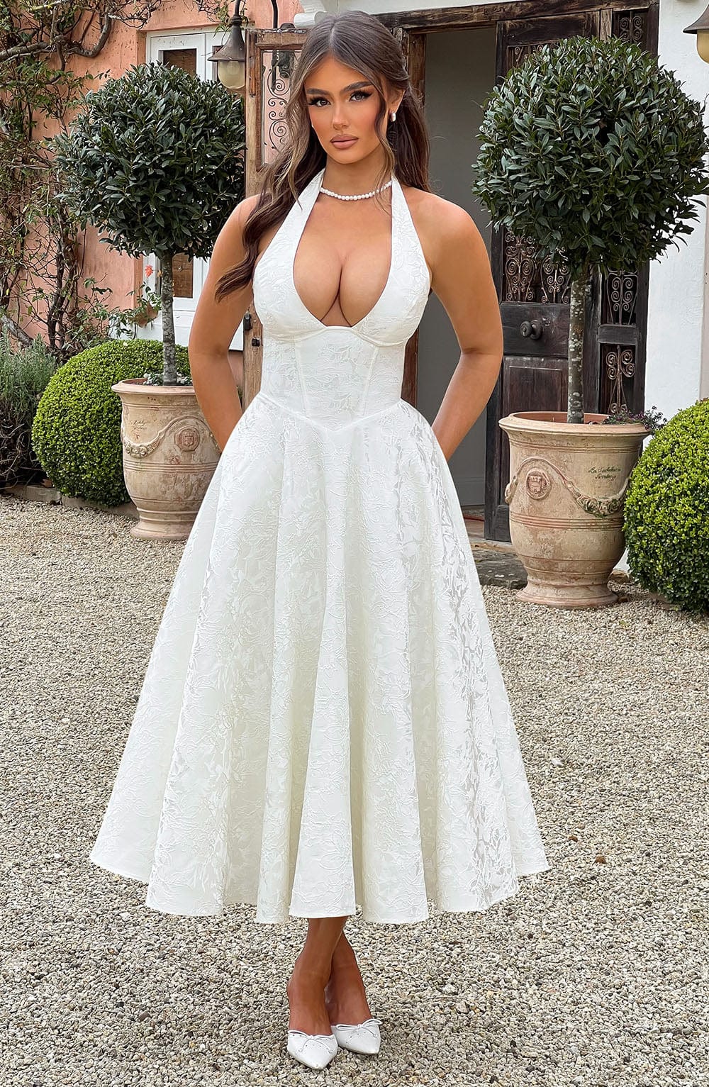Effie Satin Midi Dress Ivory 9
