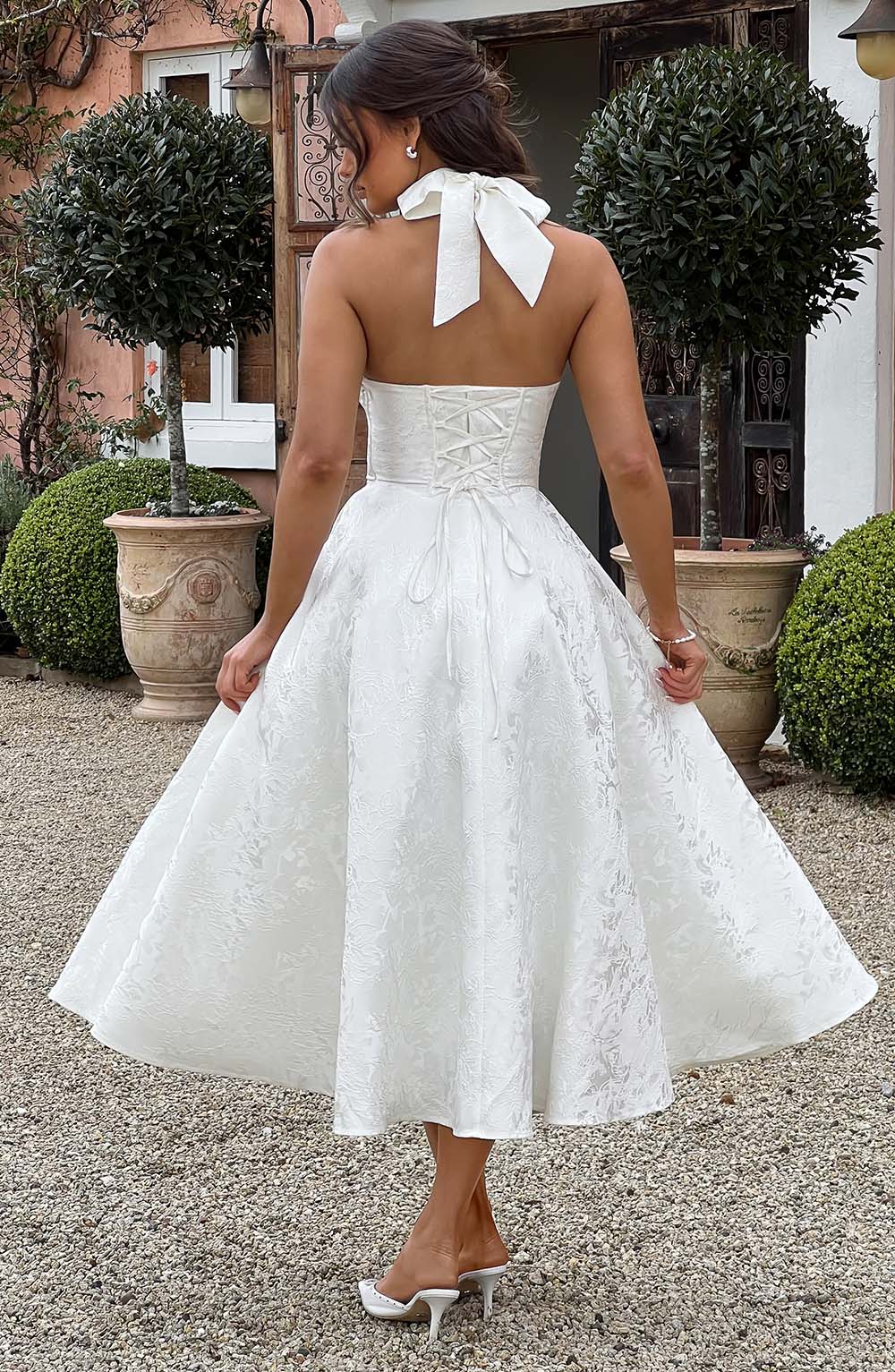 Effie Satin Midi Dress Ivory 3