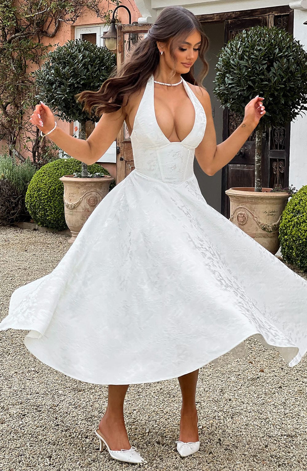 Effie Satin Midi Dress Ivory 8