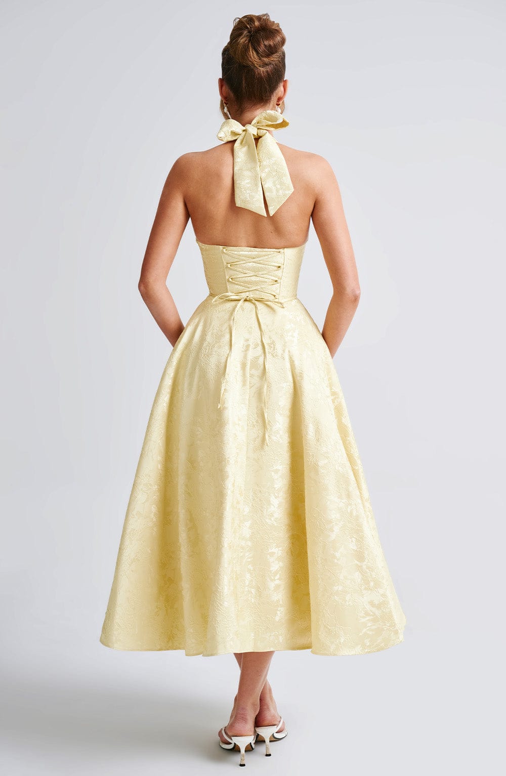 Effie Satin Midi Dress Lemon 4
