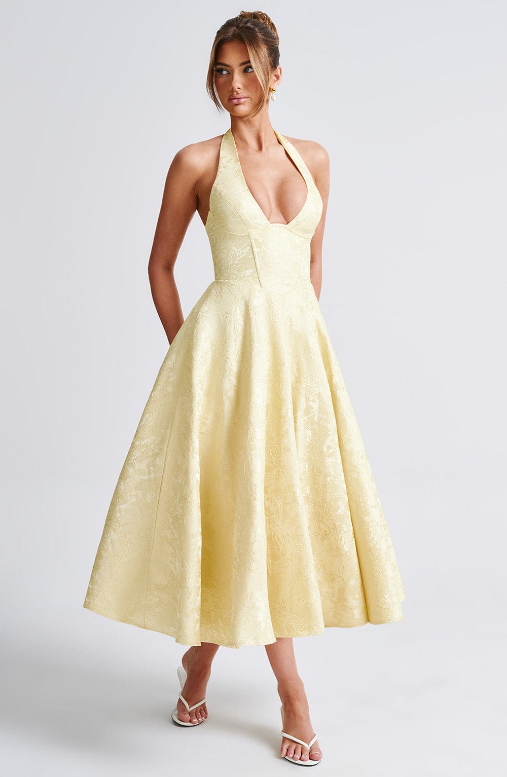 Effie Satin Midi Dress Lemon 5