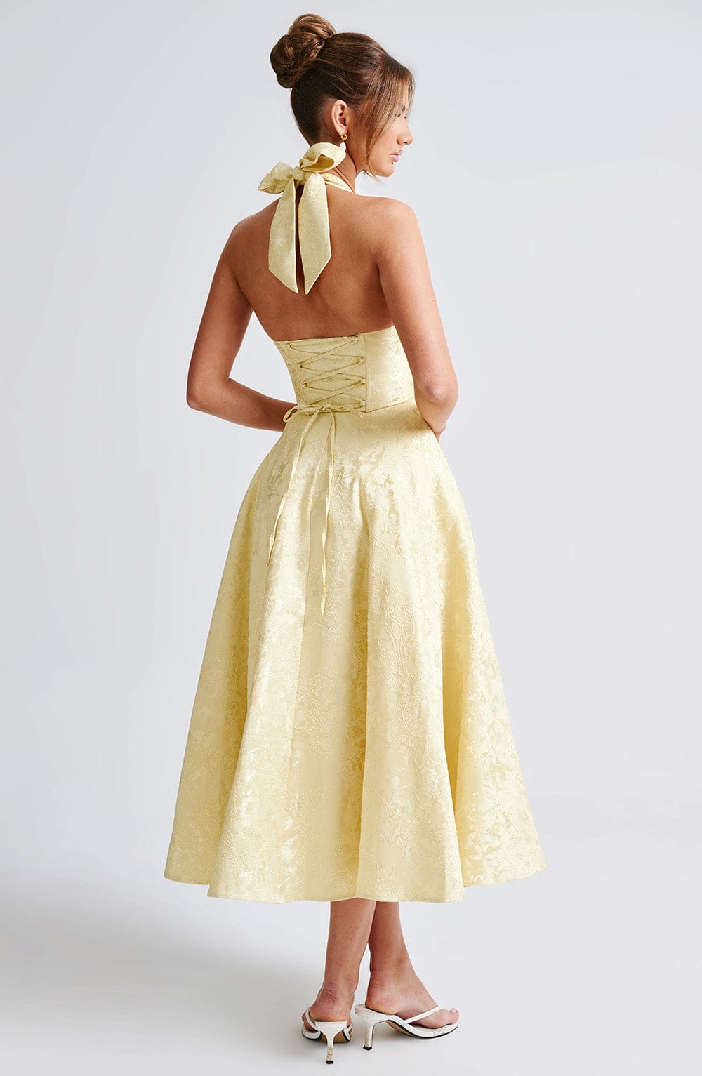 Effie Satin Midi Dress Lemon 7