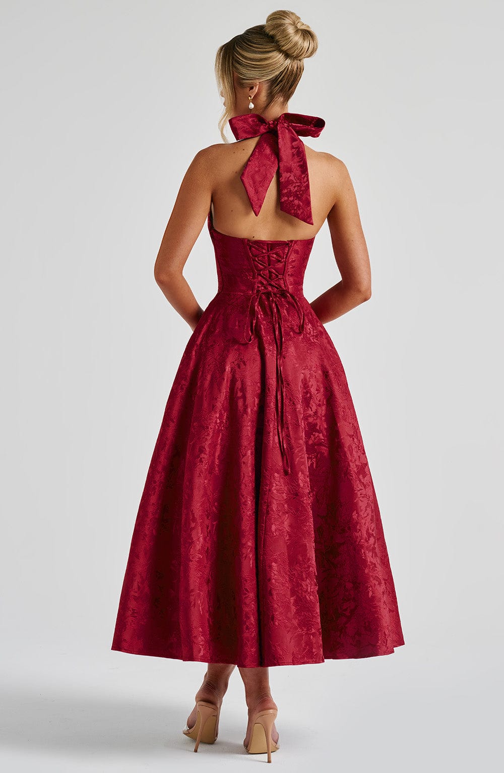 Effie Satin Midi Dress Red 2