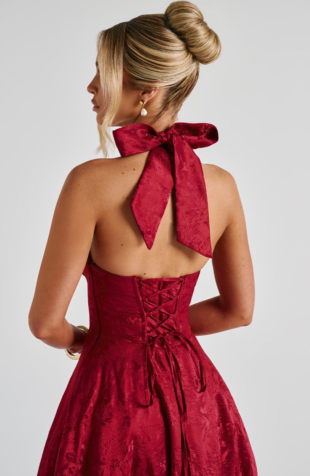 Effie Satin Midi Dress Red 6