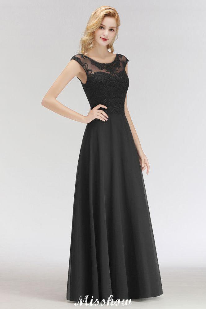 Evangeline A-Line Lace Maxi Dress Black 4