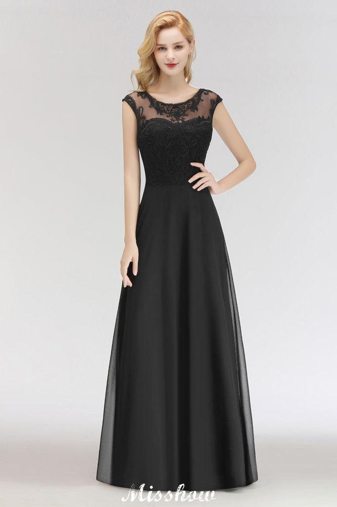 Evangeline A-Line Lace Maxi Dress Black 1