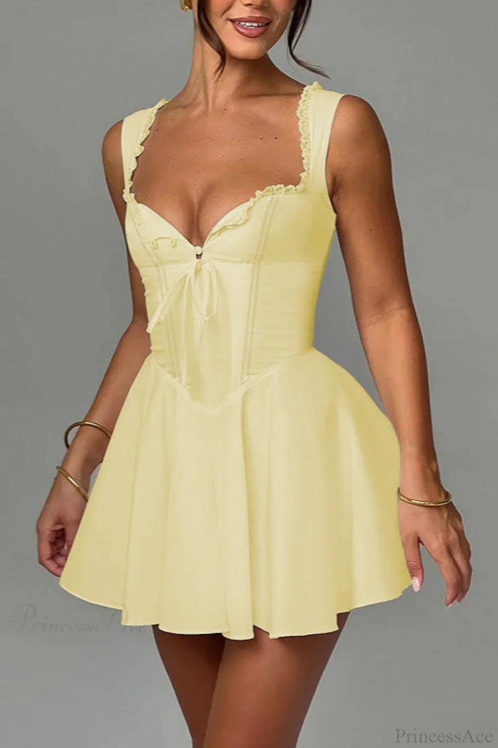 Margot A-Line Mini Dress in Sunny Yellow Yellow 8