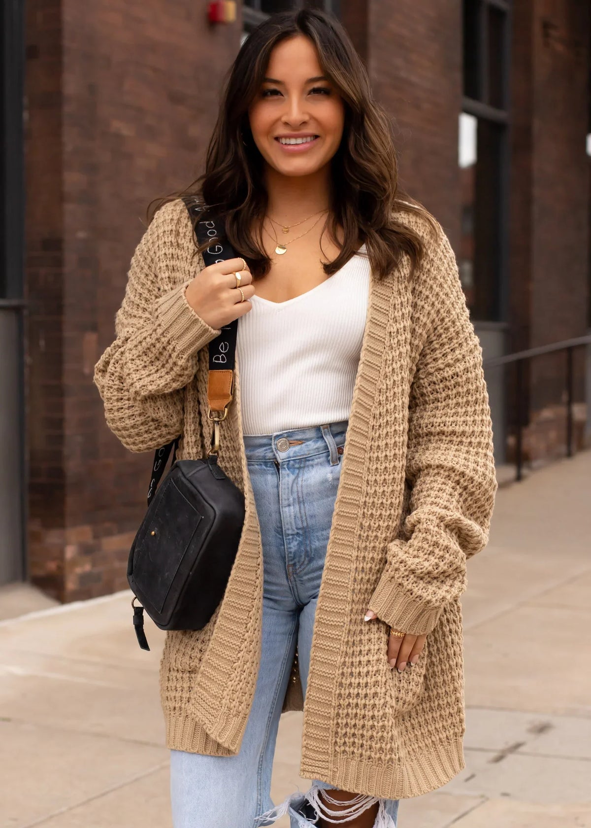 Elsie Camel Cardigan Black 1