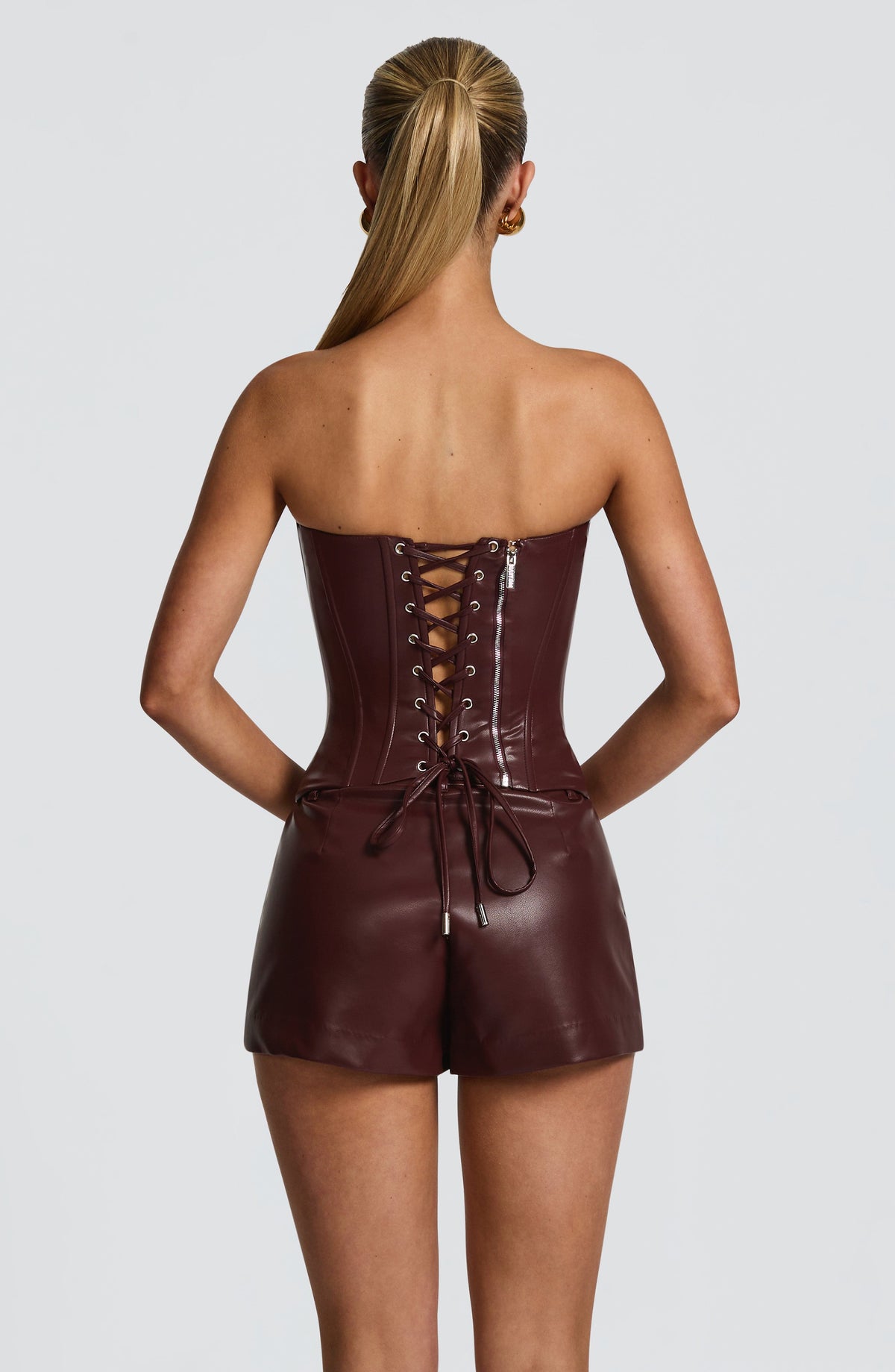 Elvina Corset Dress in Black Burgundy 2