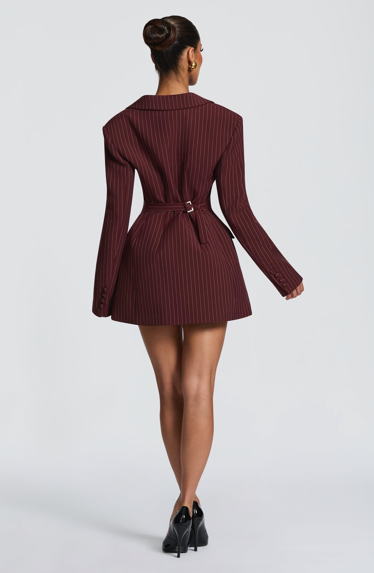 Elvira Sparkle Mini Dress Burgundy Pinstripe 2