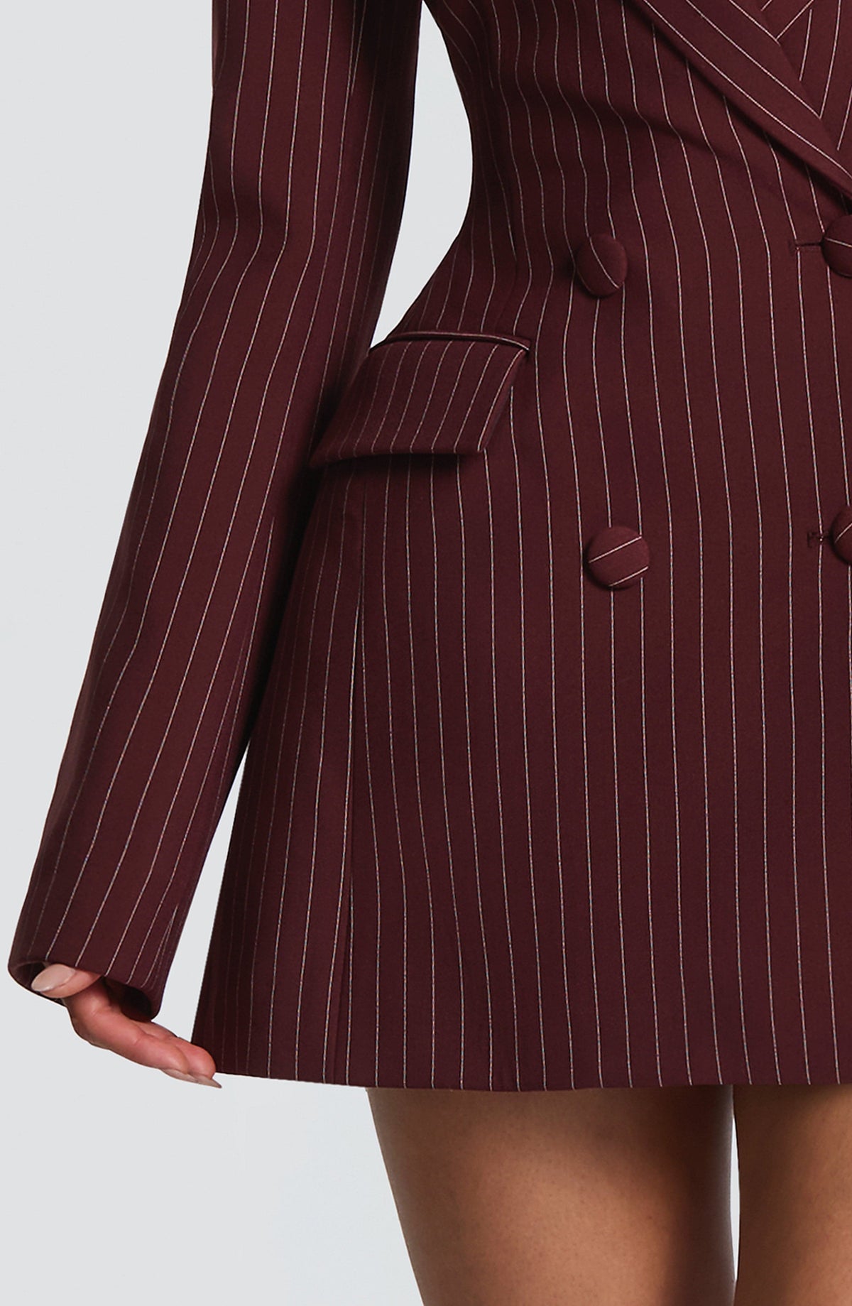 Elvira Sparkle Mini Dress Burgundy Pinstripe 4