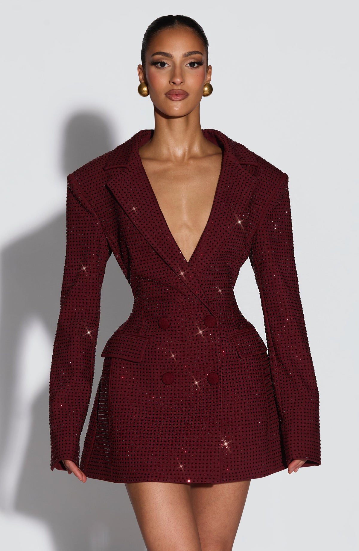 Elvira Sparkle Mini Dress Burgundy Sparkle 7