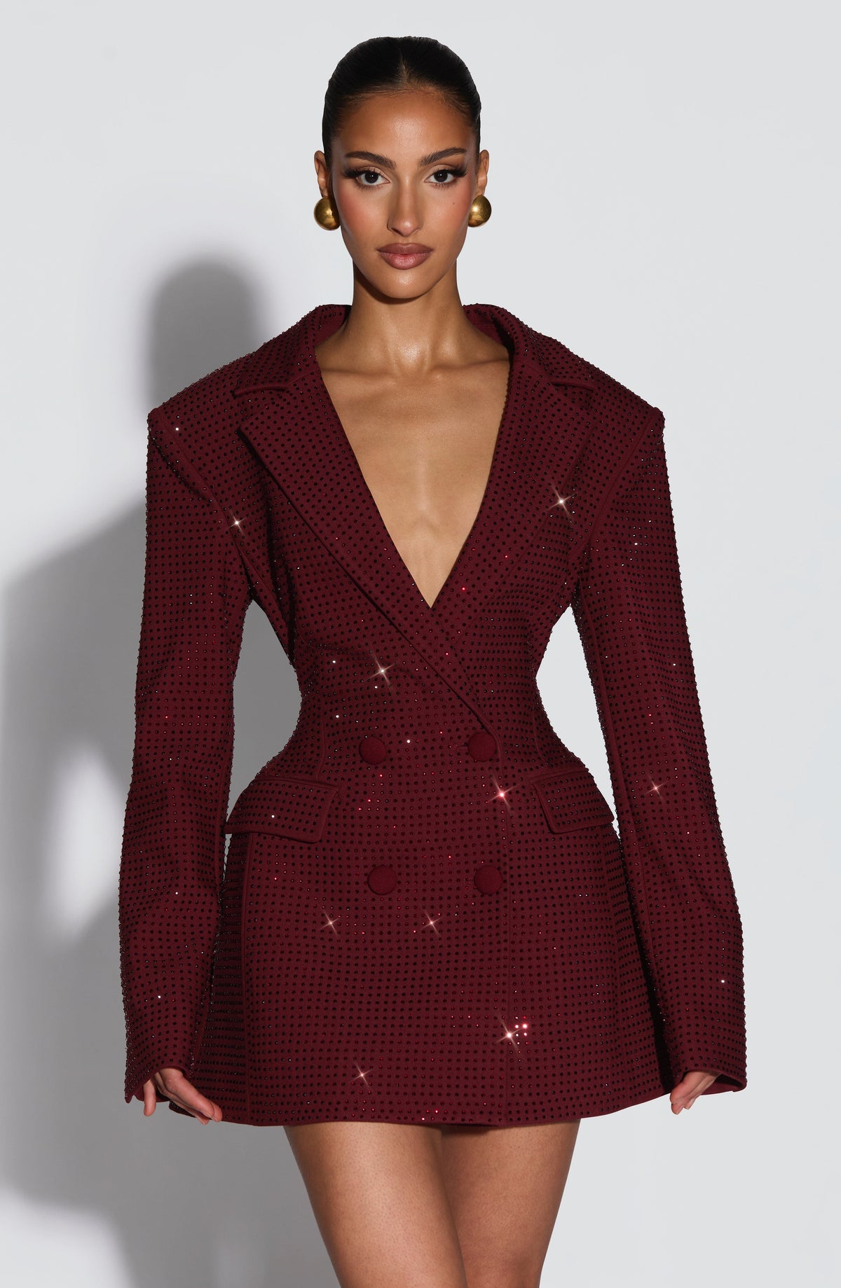 Elvira Sparkle Mini Dress Burgundy Sparkle 1